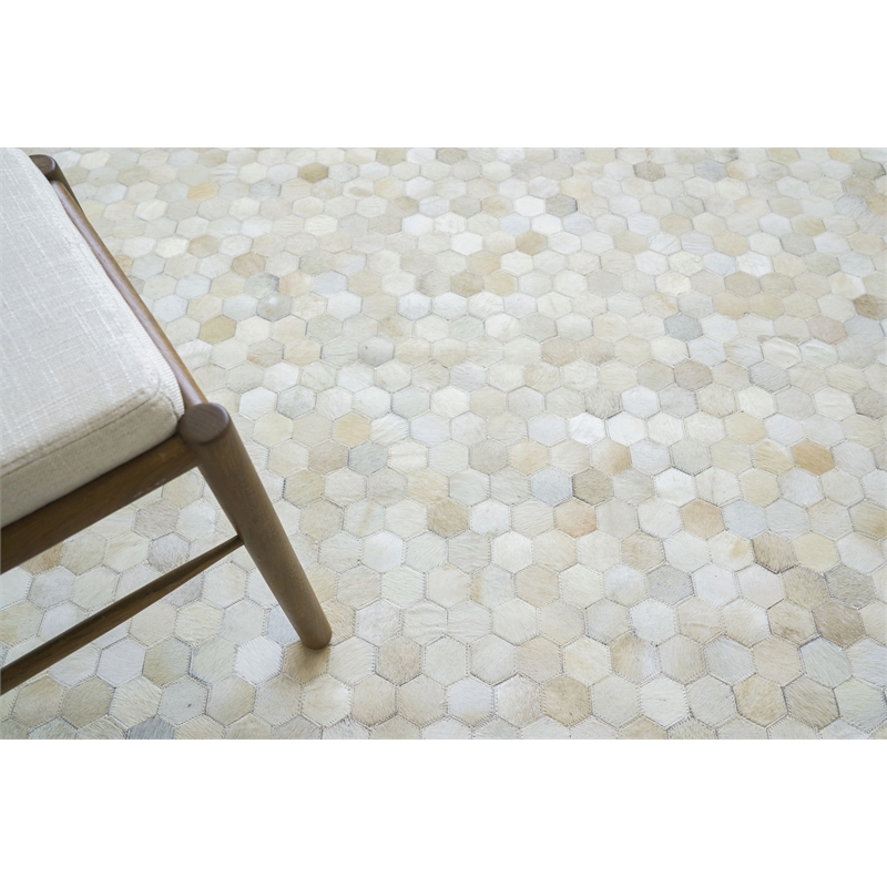 Mosaic Leather Hand-Tufted Leather Hide Ivory 11'6