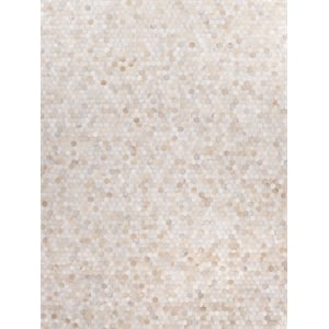 Mosaic Leather Hand-Tufted Leather Hide Ivory 11'6&quotx14'6&quot Area Rug