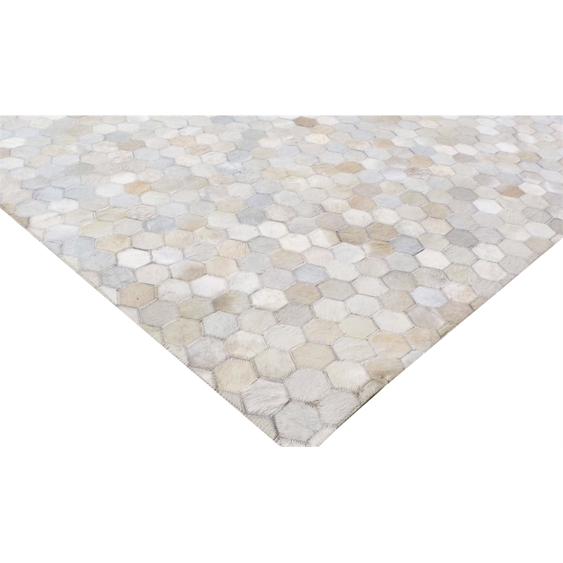 Mosaic Leather Hand-Tufted Leather Hide Ivory 9'6