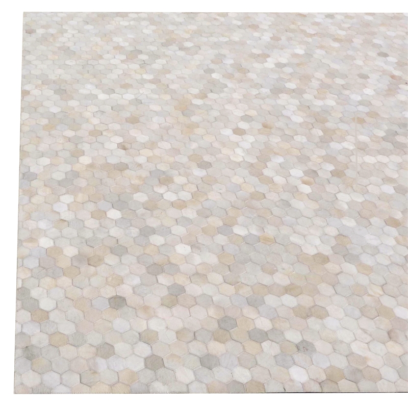 Mosaic Leather Hand-Tufted Leather Hide Ivory 9'6