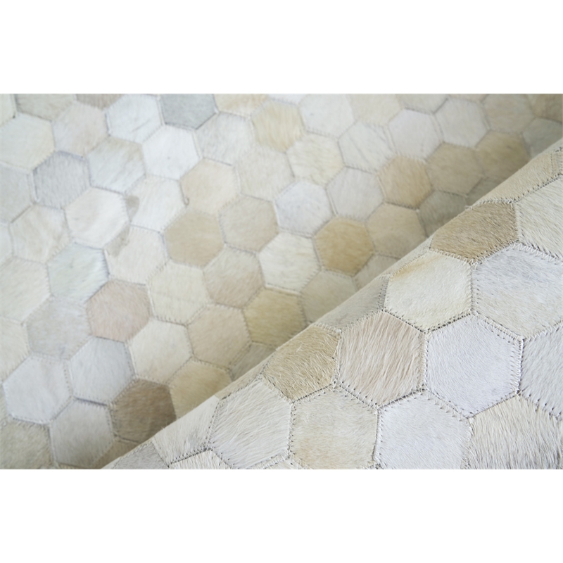 Mosaic Leather Hand-Tufted Leather Hide Ivory 9'6