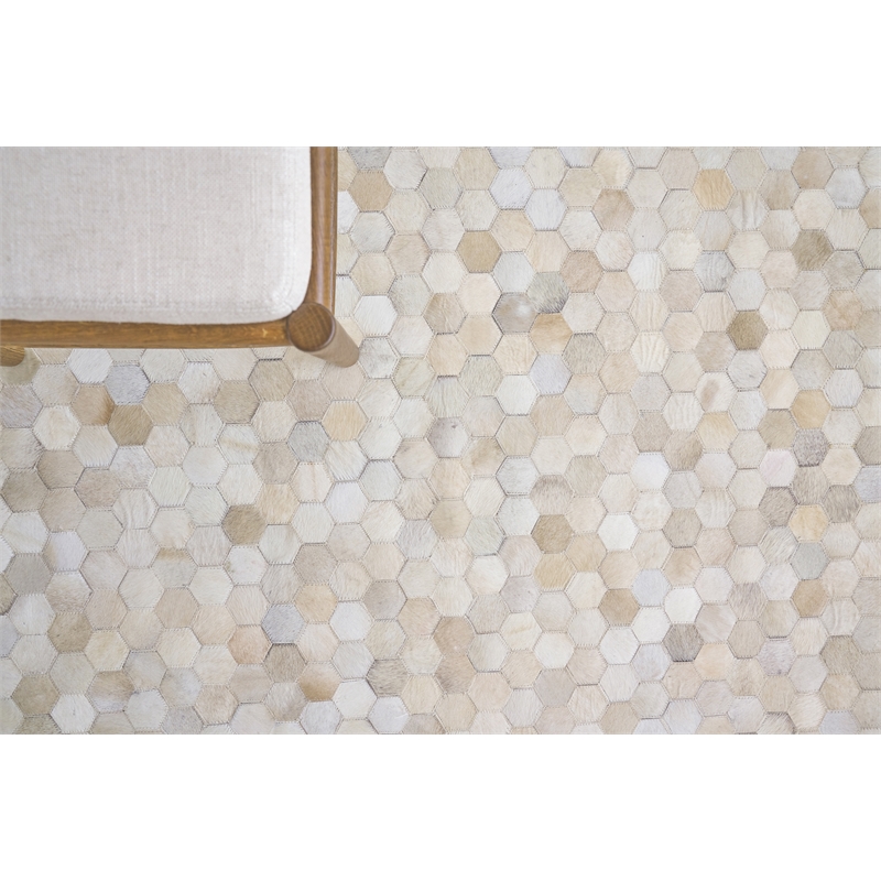 Mosaic Leather Hand-Tufted Leather Hide Ivory 9'6