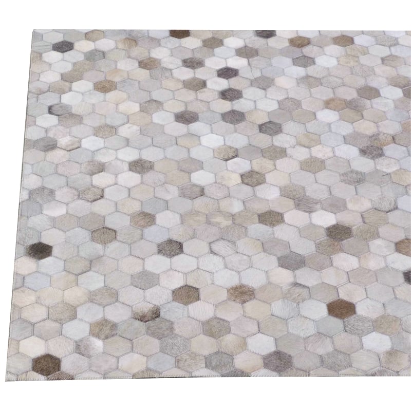 Mosaic Leather Hand-Tufted Leather Hide Silver 13'6