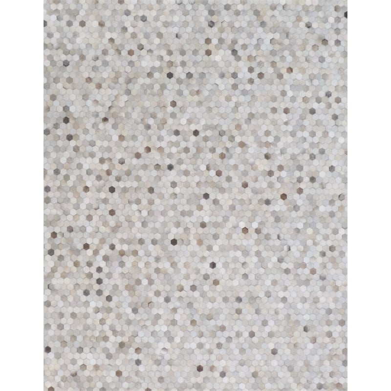 Mosaic Leather Hand-Tufted Leather Hide Silver 13'6