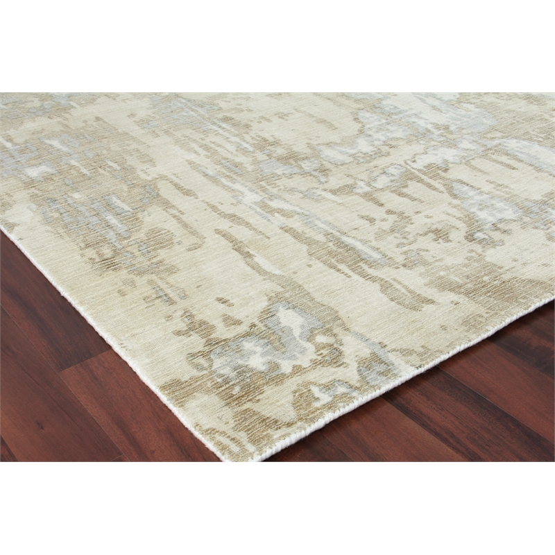 Murano Handloomed Wool/Bamboo Silk Beige 6'x9' Area Rug