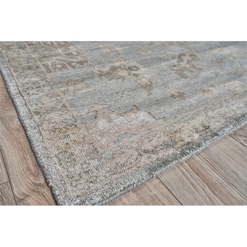 Museum Hand-Knotted Bamboo Silk Blue/Gray 12'x15' Area Rug