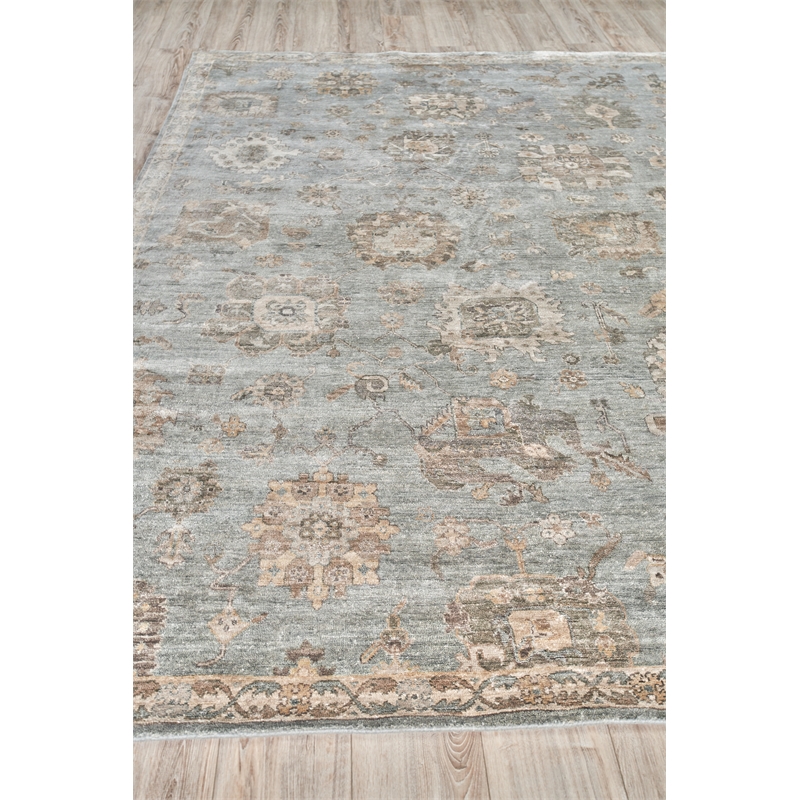 Museum Hand-Knotted Bamboo Silk Blue/Gray 12'x15' Area Rug