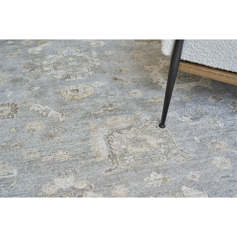 Museum Hand-Knotted Bamboo Silk Blue/Gray 12'x15' Area Rug