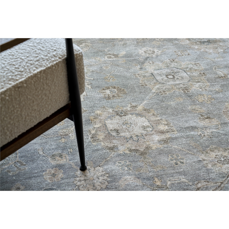 Museum Hand-Knotted Bamboo Silk Blue/Gray 12'x15' Area Rug