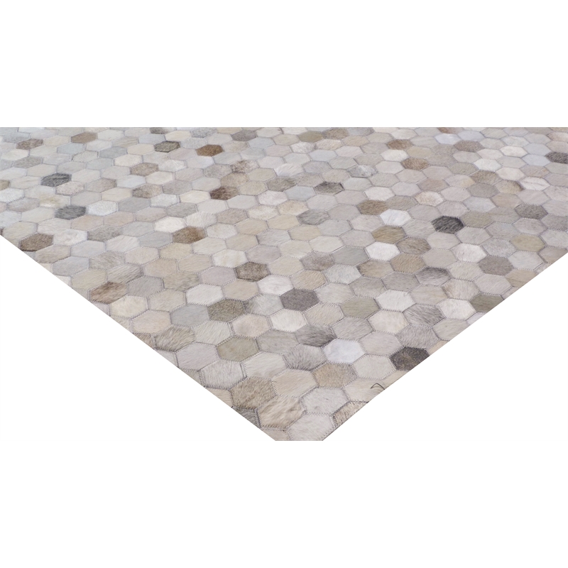 Mosaic Leather Hand-Tufted Leather Hide Silver 9'6
