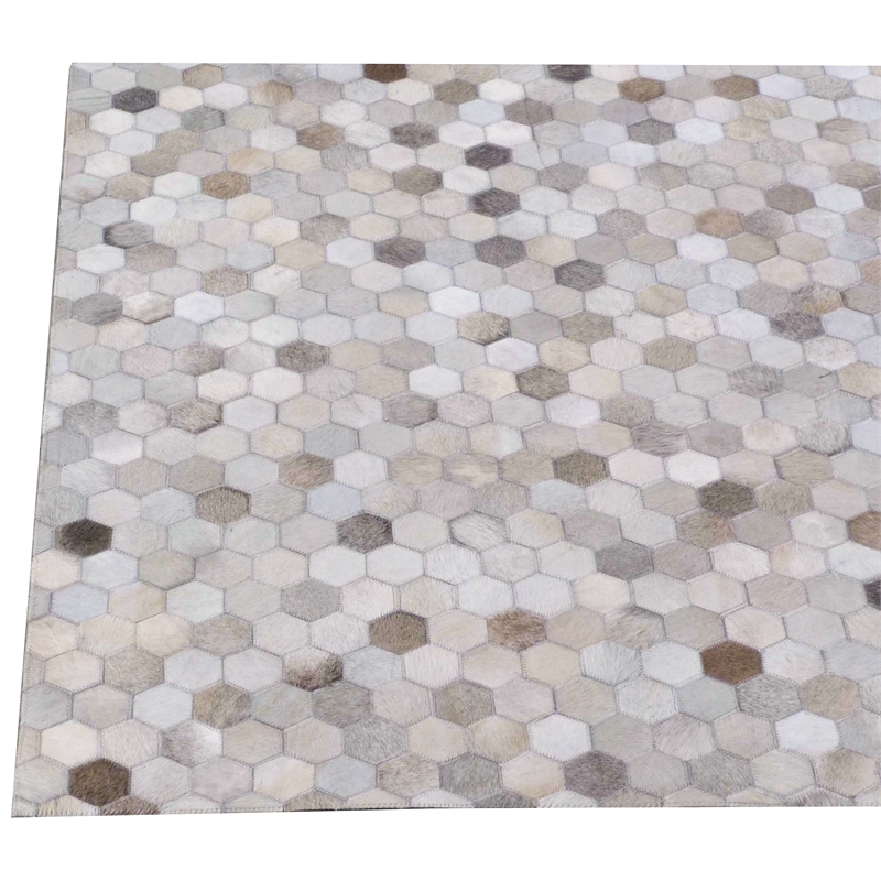 Mosaic Leather Hand-Tufted Leather Hide Silver 9'6