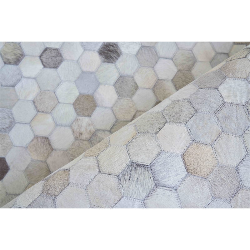Mosaic Leather Hand-Tufted Leather Hide Silver 9'6