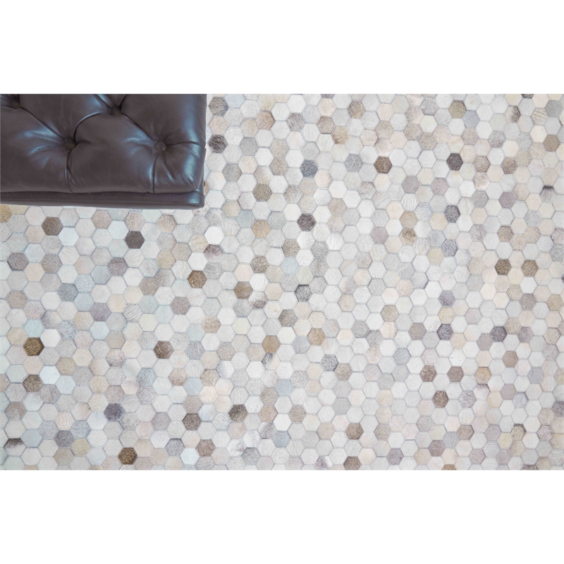 Mosaic Leather Hand-Tufted Leather Hide Silver 9'6