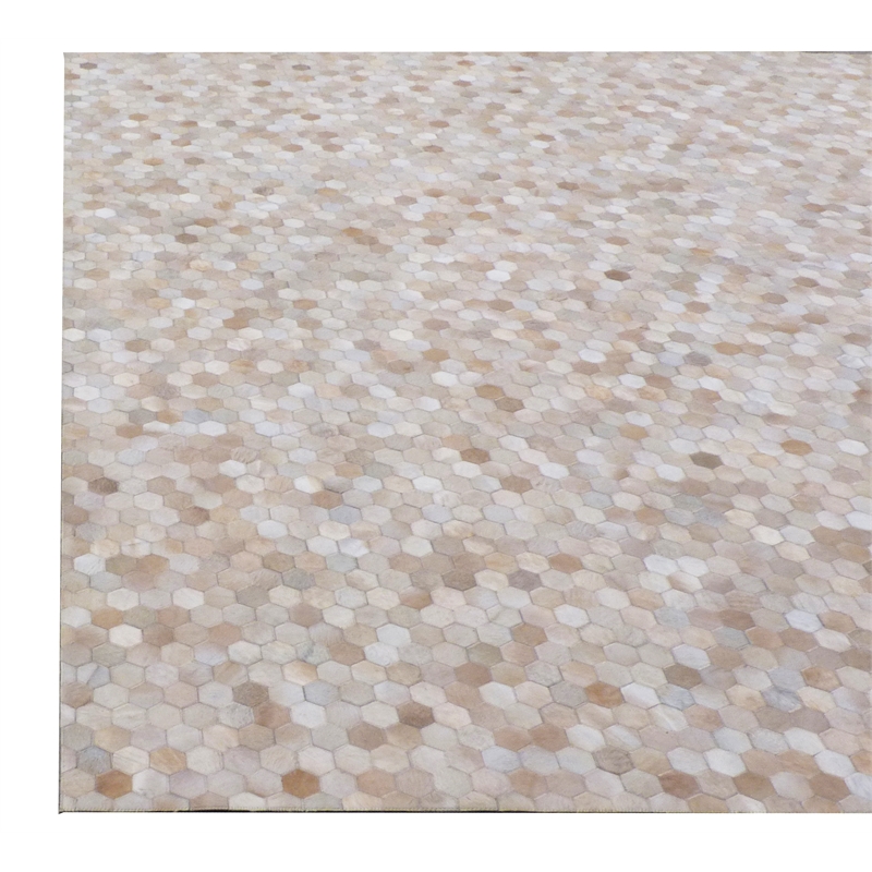 Mosaic Leather Hand-Tufted Leather Hide Light Beige 8'x11' Area Rug