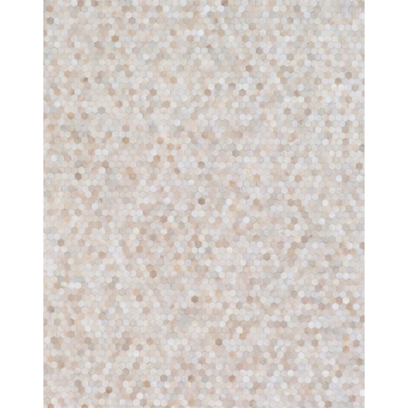Mosaic Leather Hand-Tufted Leather Hide Light Beige 8'x11' Area Rug