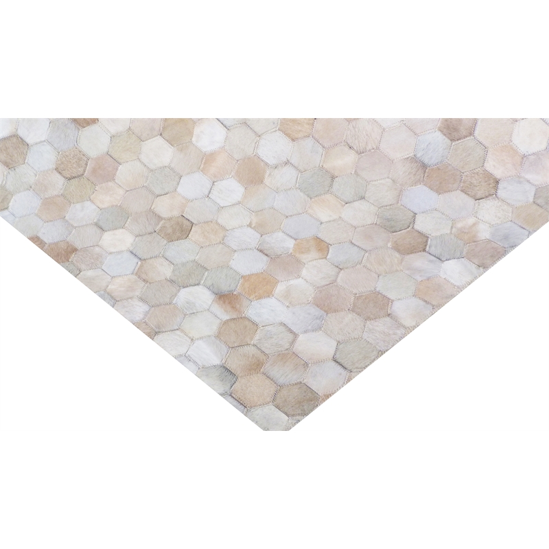 Mosaic Leather Hand-Tufted Leather Hide Light Beige 9'6