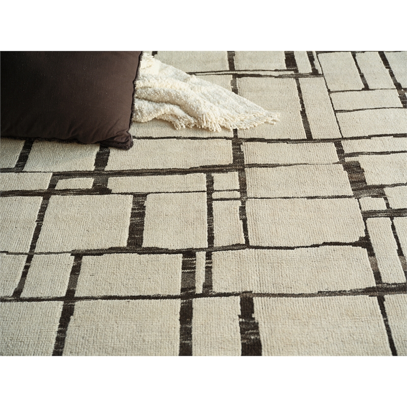 Mojave Hand-Knotted New Zealand Wool Ivory/Espresso 9'x12' Area Rug