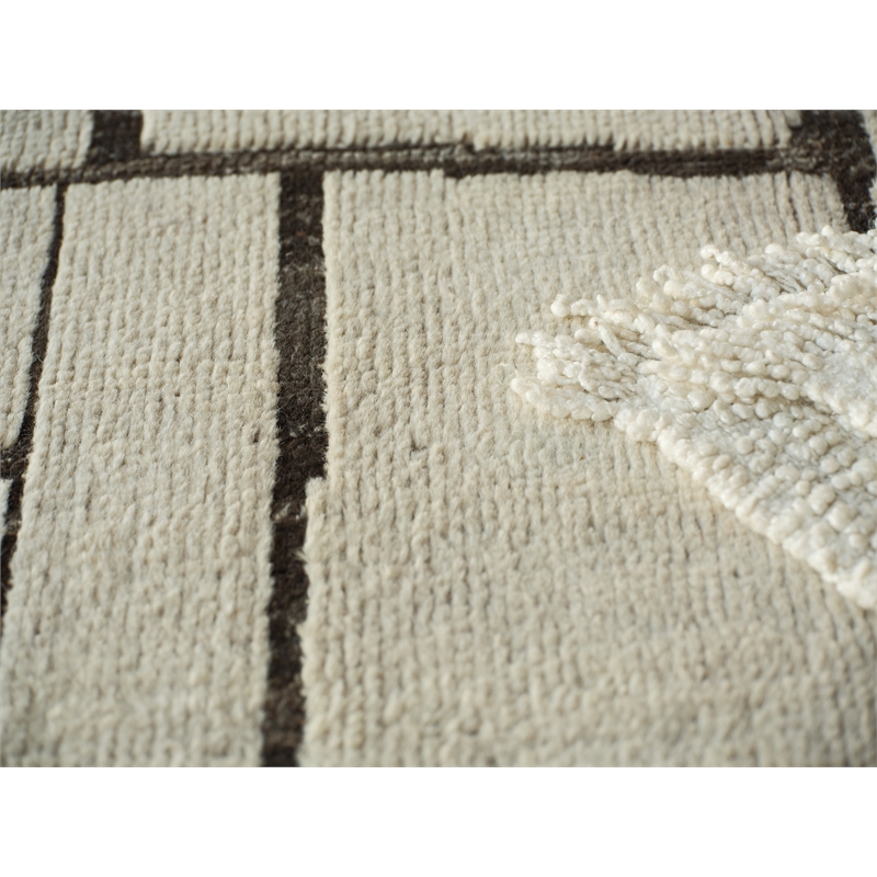 Mojave Hand-Knotted New Zealand Wool Ivory/Espresso 9'x12' Area Rug