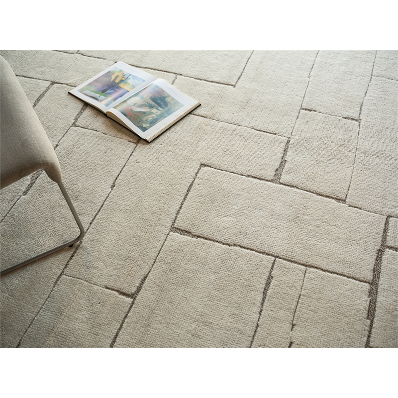 Mojave Hand-Knotted New Zealand Wool Ivory/Beige 9'x12' Area Rug