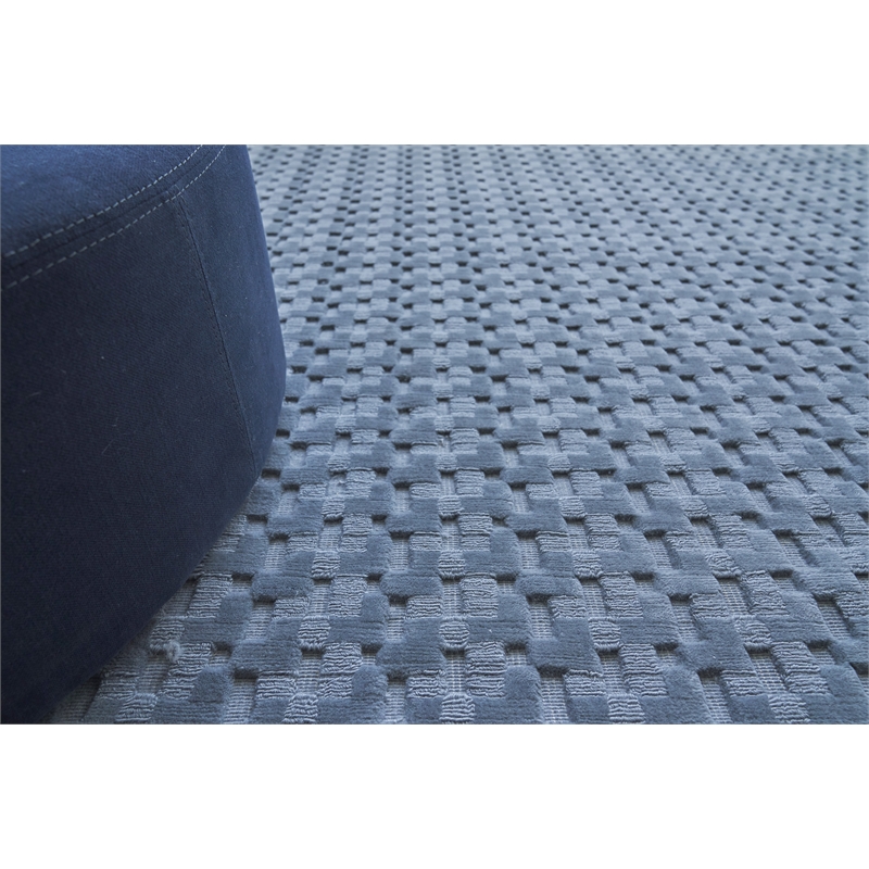 Monroe Handloomed New Zealand Wool Blue 8'x10' Area Rug