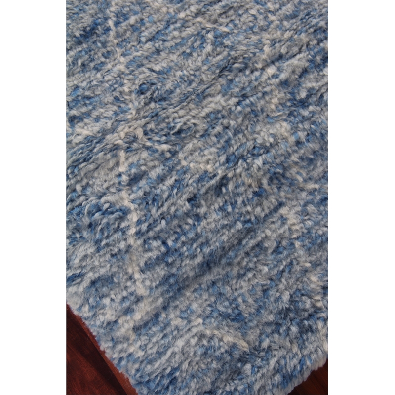 Moroccan Hand-Knotted New Zealand Wool Aqua 6'x9' Area Rug