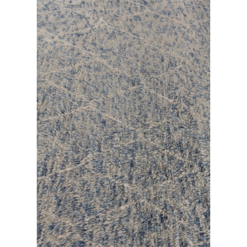 Moroccan Hand-Knotted New Zealand Wool Aqua 6'x9' Area Rug