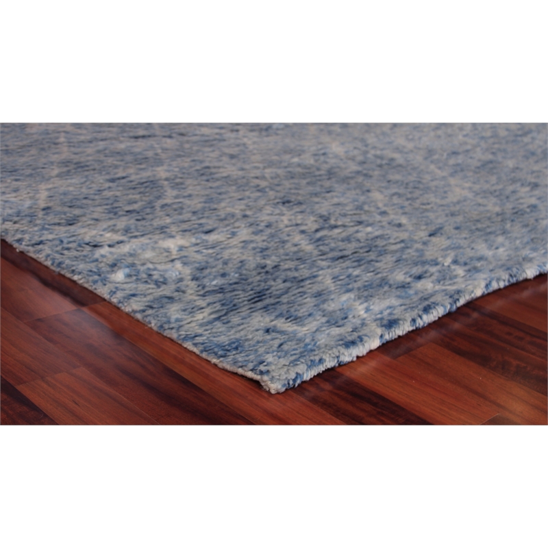 Moroccan Hand-Knotted New Zealand Wool Aqua 6'x9' Area Rug