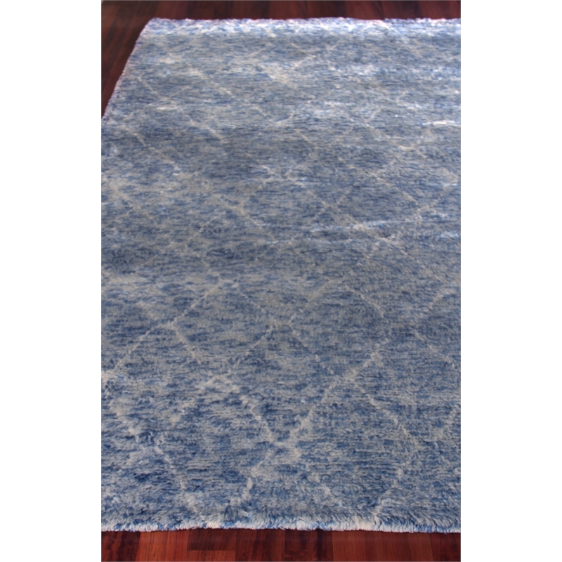 Moroccan Hand-Knotted New Zealand Wool Aqua 6'x9' Area Rug
