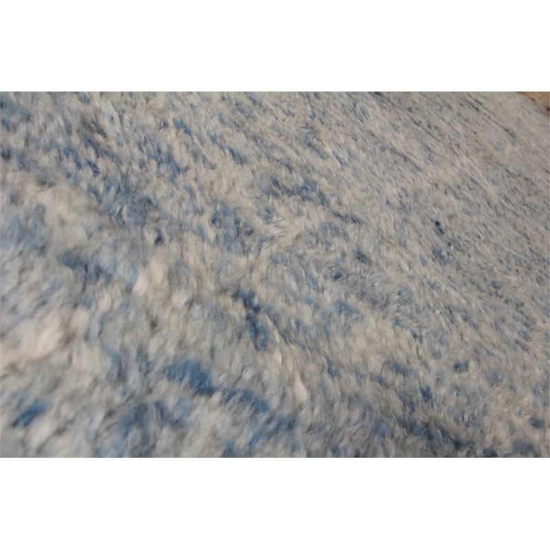 Moroccan Hand-Knotted New Zealand Wool Aqua 6'x9' Area Rug