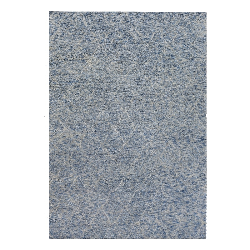 Moroccan Hand-Knotted New Zealand Wool Aqua 6'x9' Area Rug