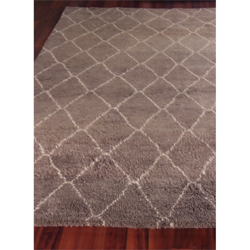 Moroccan Hand-Knotted New Zealand Wool Gray 10'x14' Area Rug