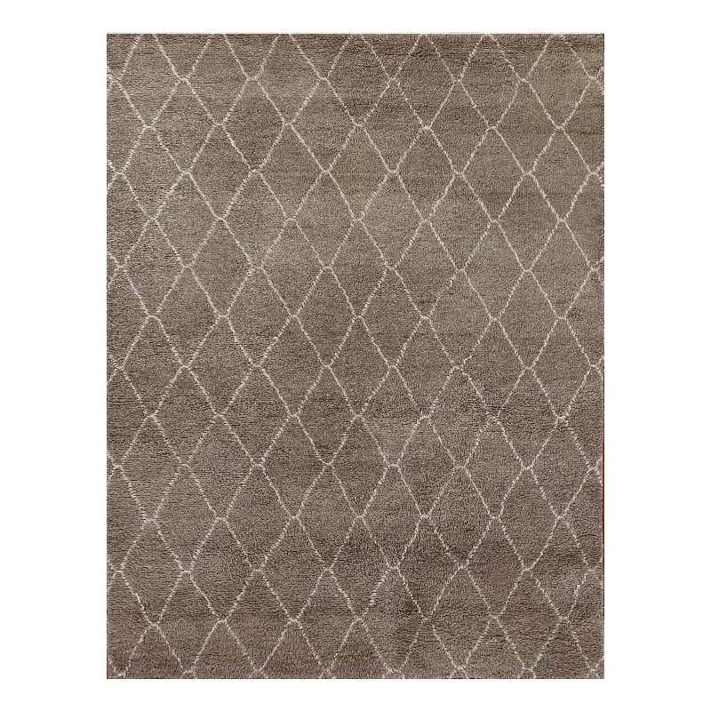 Moroccan Hand-Knotted New Zealand Wool Gray 8'x10' Area Rug
