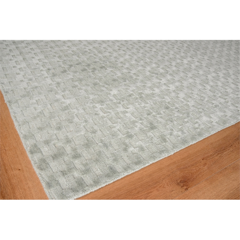 Monroe Silk Handloomed Bamboo Silk Light Green 10'x14' Area Rug