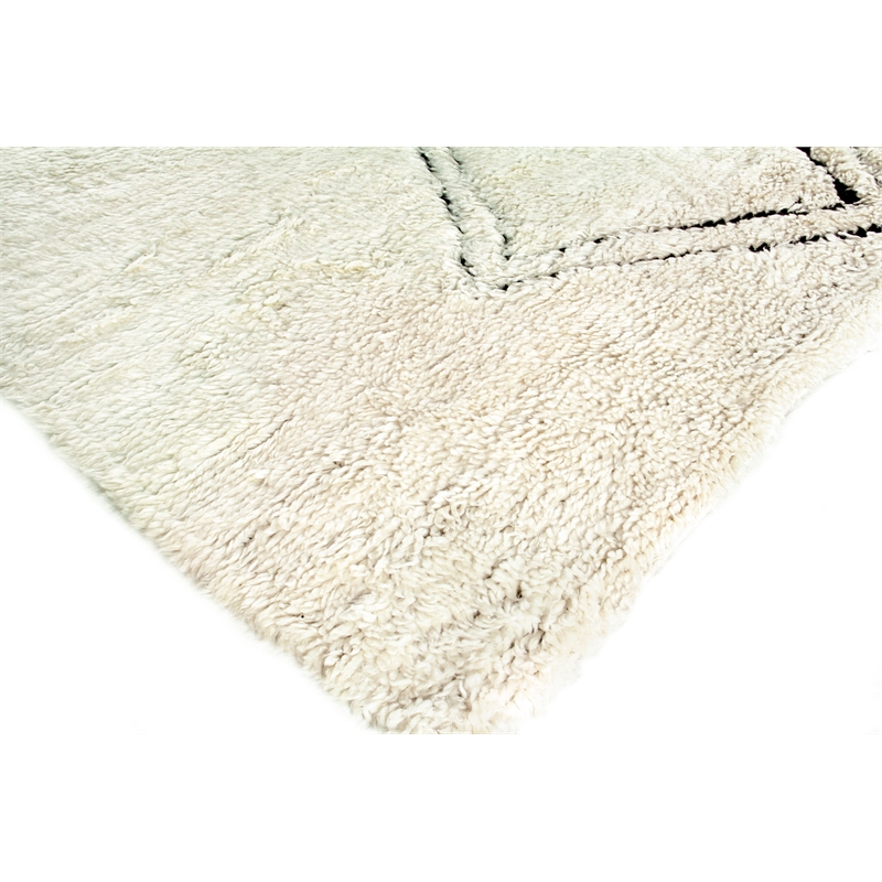 Moroccan Hand-Knotted New Zealand Wool Ivory/Black 6'x9' Area Rug