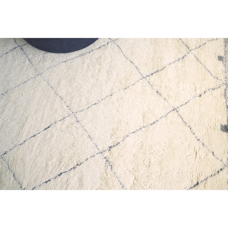 Moroccan Hand-Knotted New Zealand Wool Ivory/Gray 6'x9' Area Rug