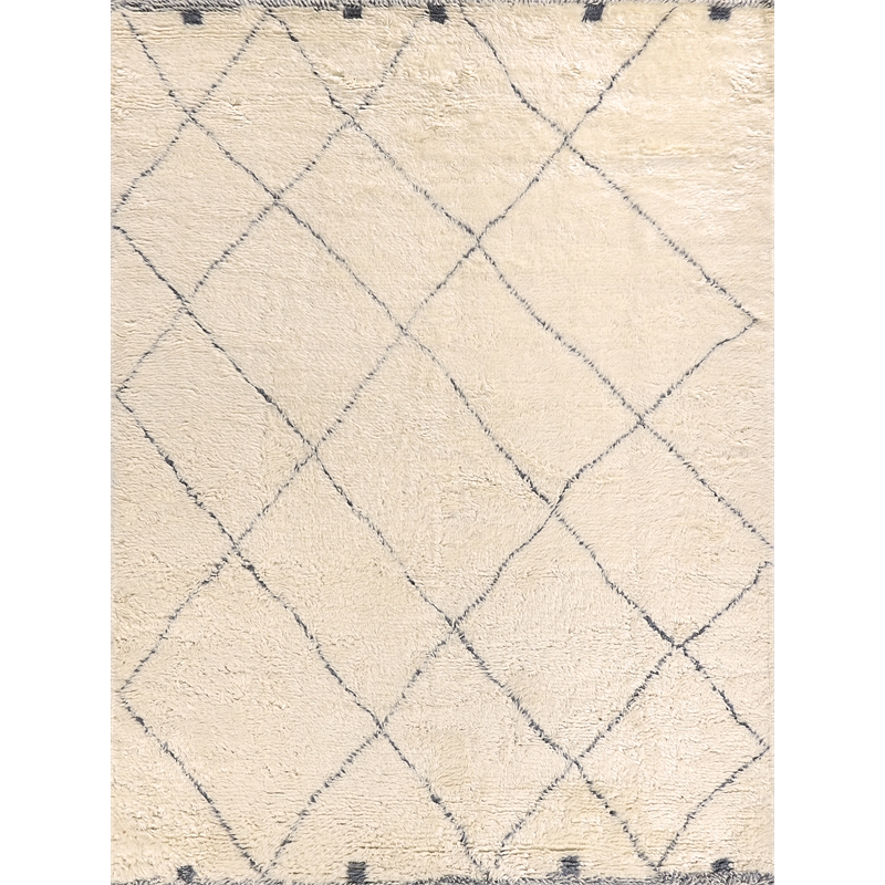 Moroccan Hand-Knotted New Zealand Wool Ivory/Gray 6'x9' Area Rug