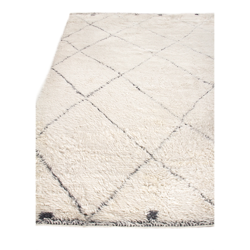 Moroccan Hand-Knotted New Zealand Wool Ivory/Gray 9'x12' Area Rug