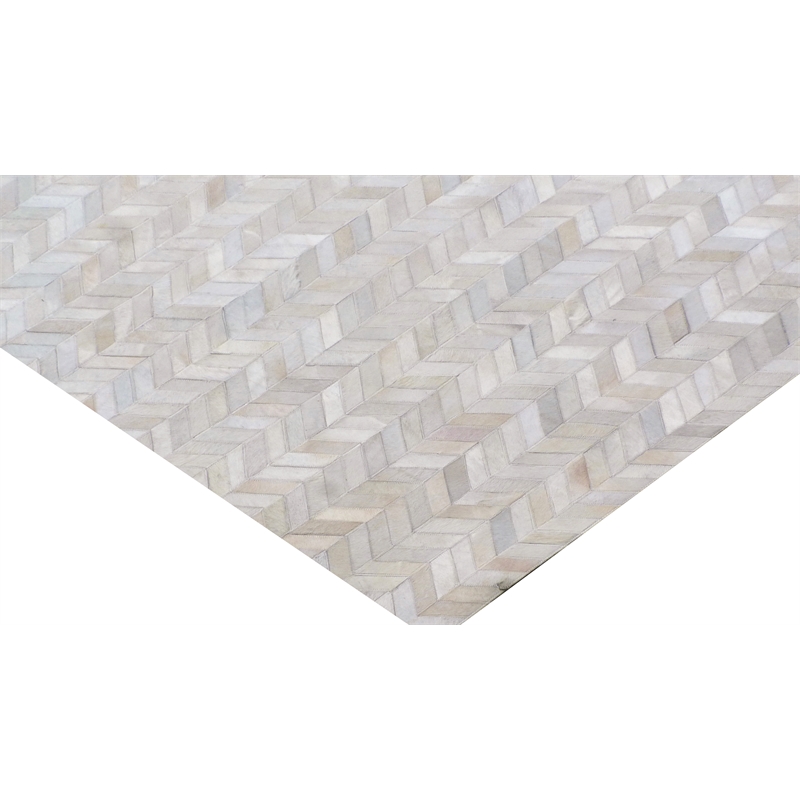 Mosaic Leather Hand-Tufted Leather Hide Ivory 13'6