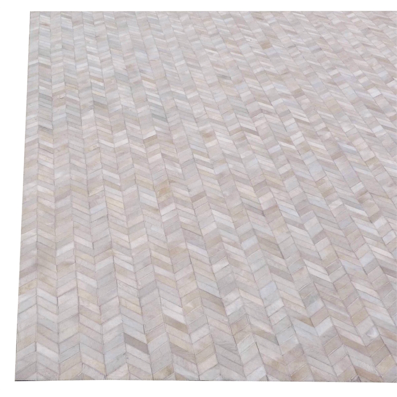 Mosaic Leather Hand-Tufted Leather Hide Ivory 13'6