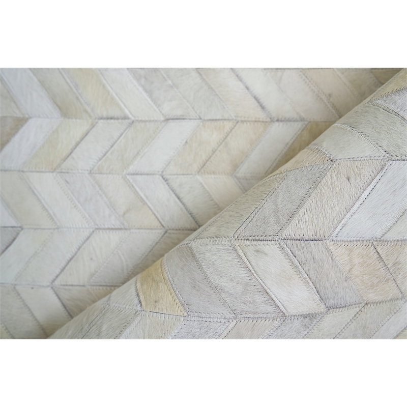 Mosaic Leather Hand-Tufted Leather Hide Ivory 13'6