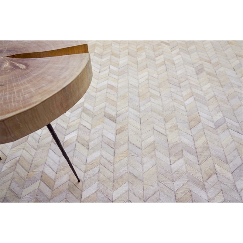 Mosaic Leather Hand-Tufted Leather Hide Ivory 13'6