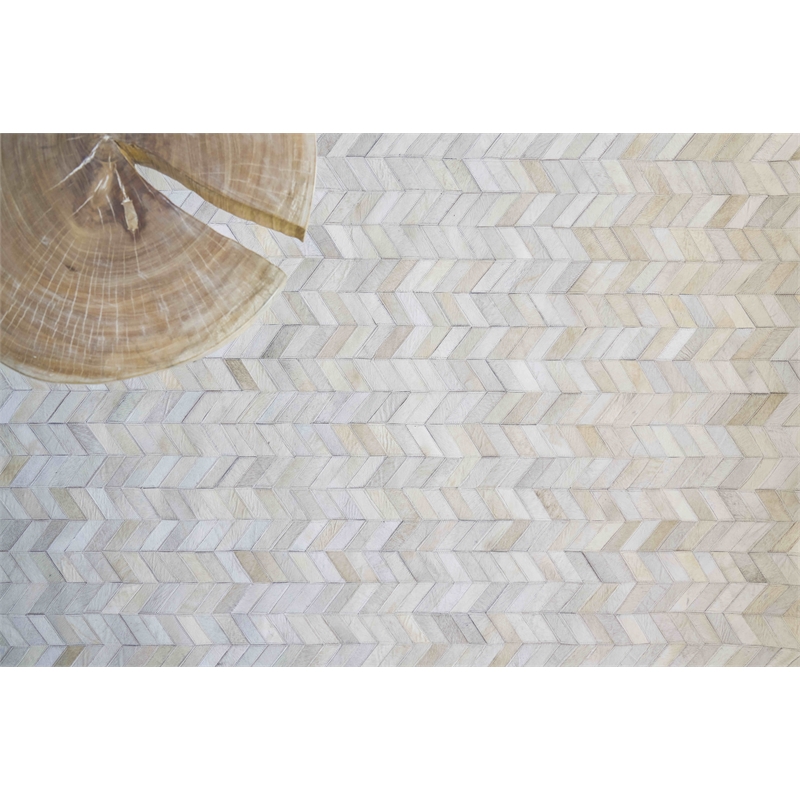Mosaic Leather Hand-Tufted Leather Hide Ivory 13'6