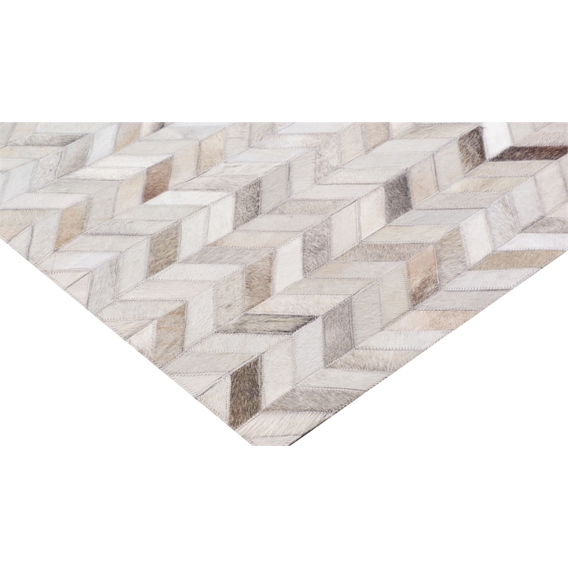 Mosaic Leather Hand-Tufted Leather Hide Silver 13'6