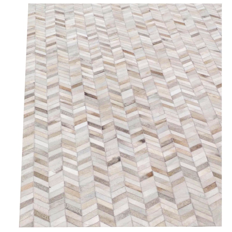 Mosaic Leather Hand-Tufted Leather Hide Silver 13'6