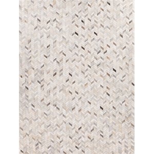 Mosaic Leather Hand-Tufted Leather Hide Silver 8'x10' Area Rug