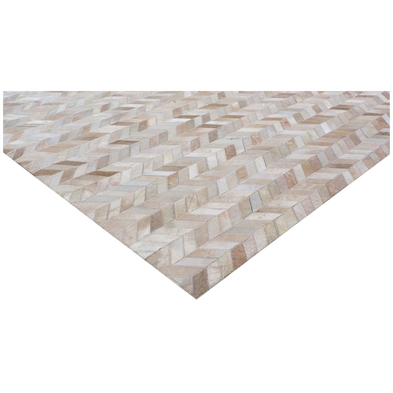 Mosaic Leather Hand-Tufted Leather Hide Light Beige 8'x11' Area Rug