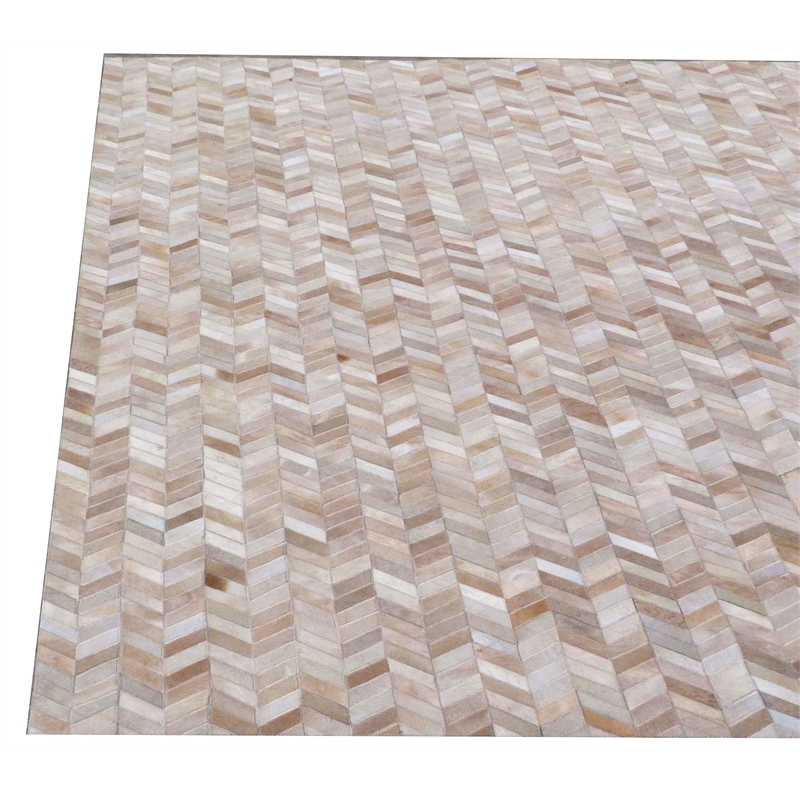 Mosaic Leather Hand-Tufted Leather Hide Light Beige 8'x11' Area Rug