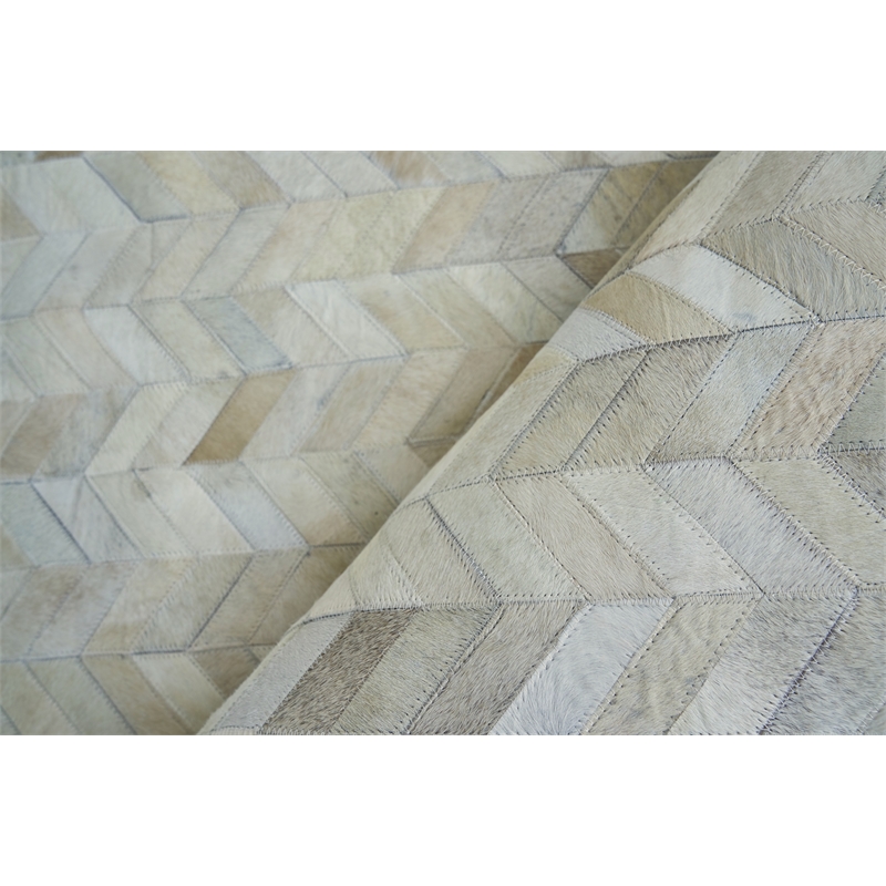 Mosaic Leather Hand-Tufted Leather Hide Light Beige 8'x11' Area Rug