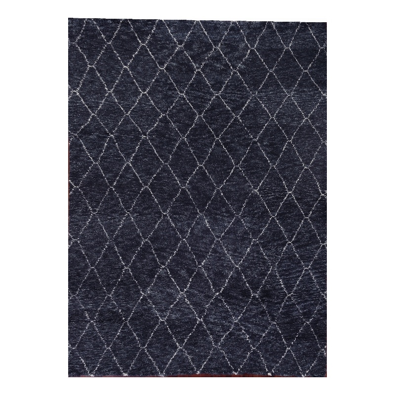 Moroccan Hand-Knotted New Zealand Wool Charcoal 9'x12' Area Rug