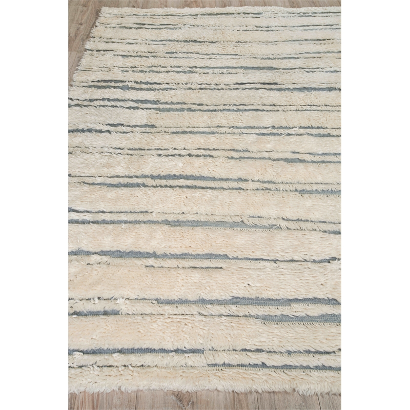 Moroccan Hand-Knotted New Zealand Wool Ivory/Dark Gray 8'x10' Area Rug